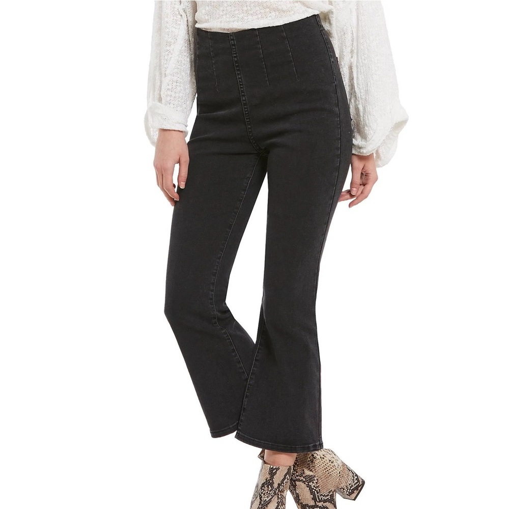 Free People Jeans Ultra High Pull On Crop Boot Jean In Black